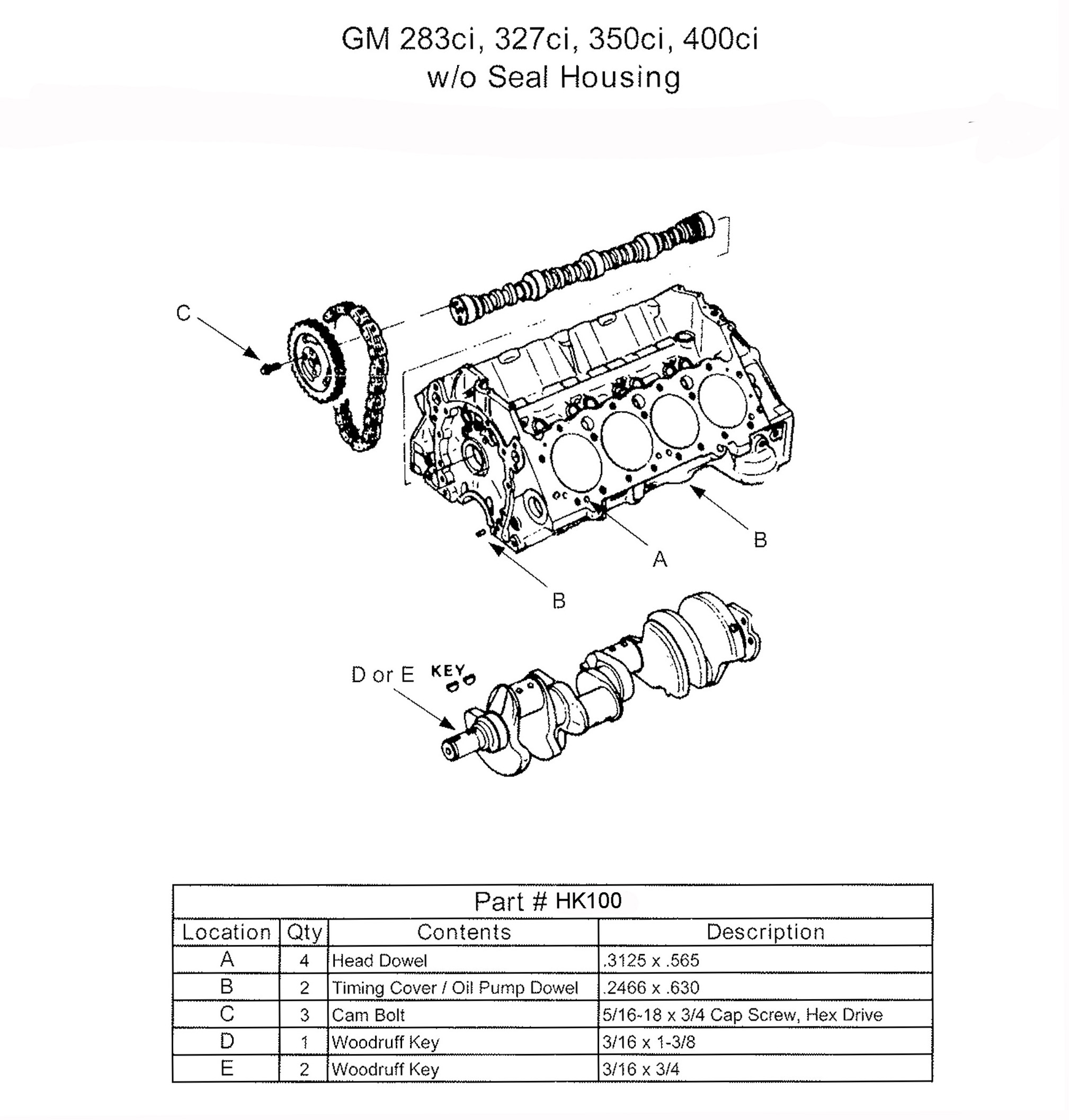 Engine Camshaft Hardware Kit