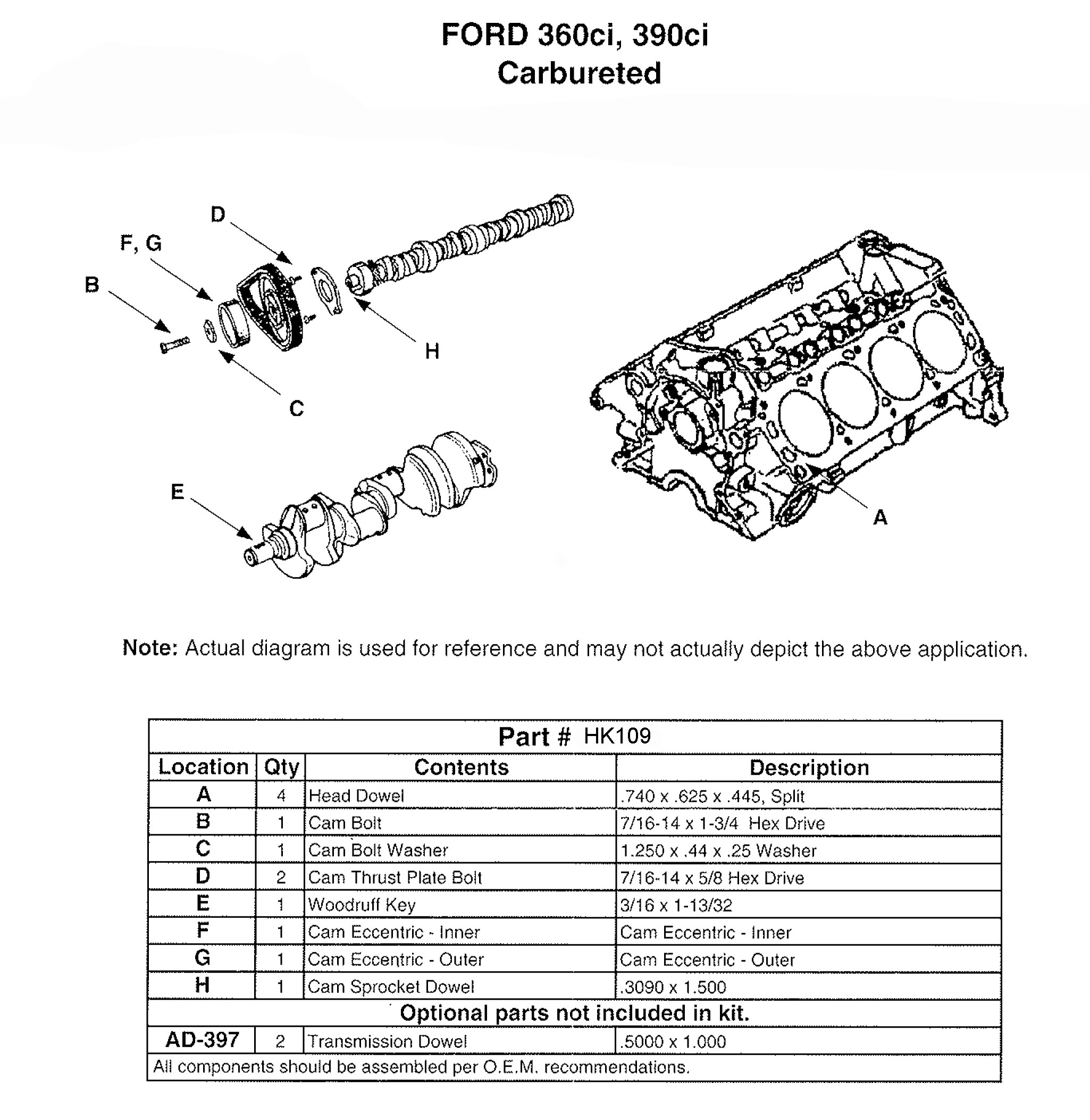Engine Camshaft Hardware Kit